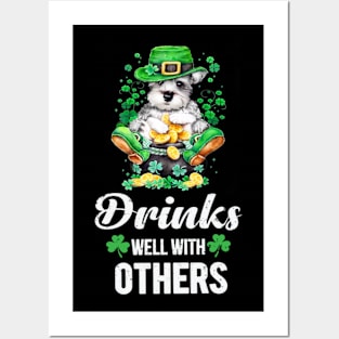 Funny Schnauzer Patrick Day Drinking Team Posters and Art